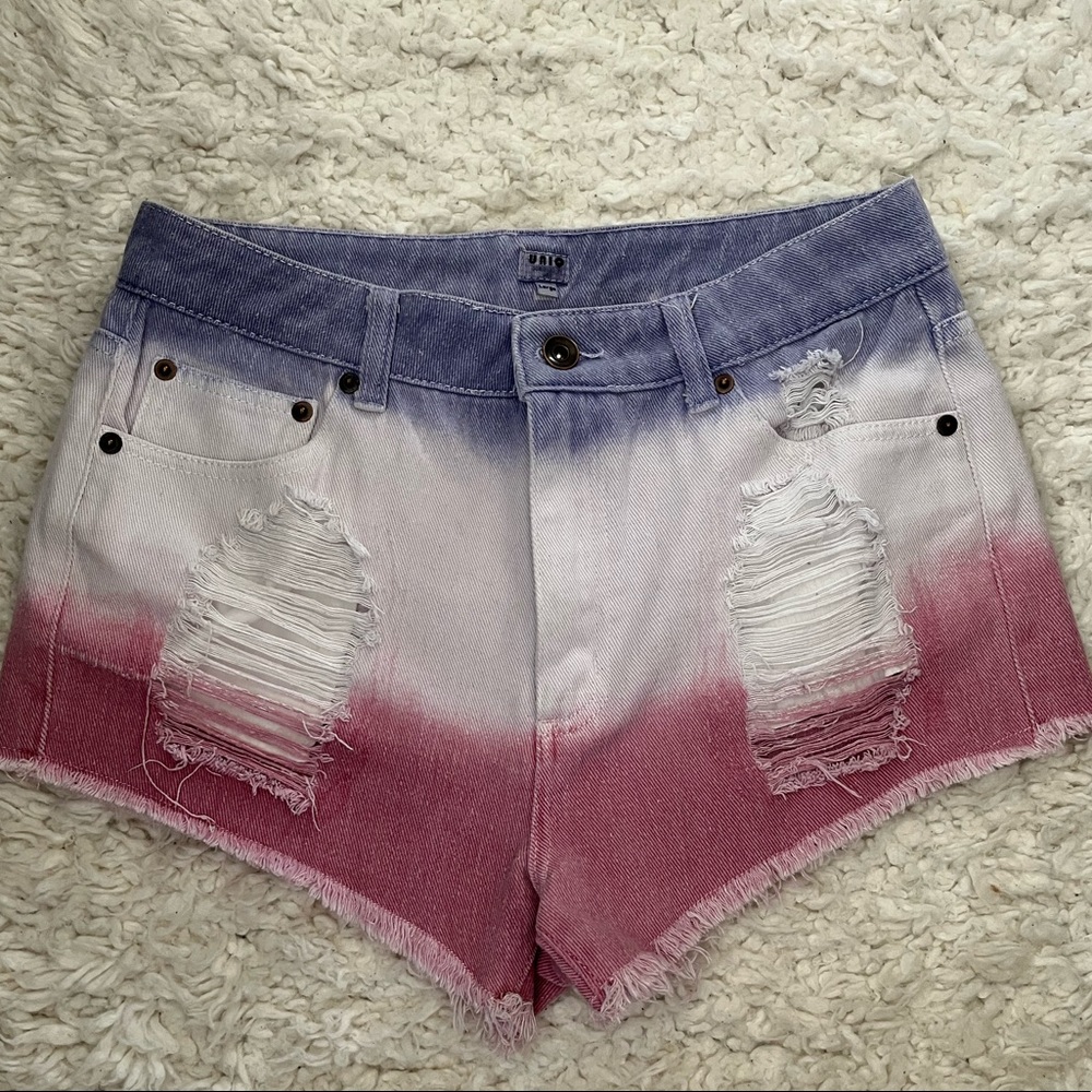 High waisted red white and blue shorts LARGE